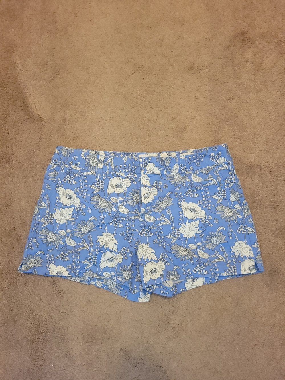 GAP High-Waist Floral Shorts in Light Blue & White